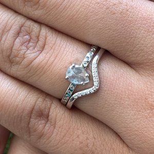 Custom Pear-Shaped Salt & Pepper Diamond Ring Set